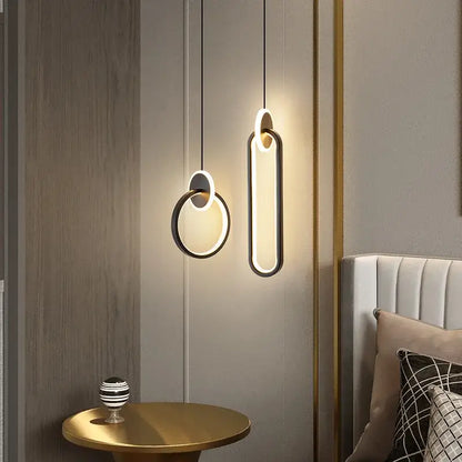 Modern black & gold round pendant light bedroom chandelier