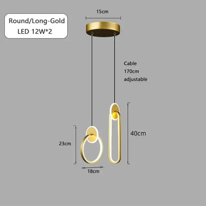 Modern black & gold round pendant light bedroom chandelier