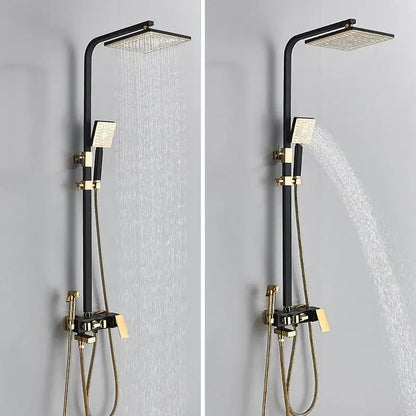 Modern black & gold shower faucet set bathroom rainfall mixer