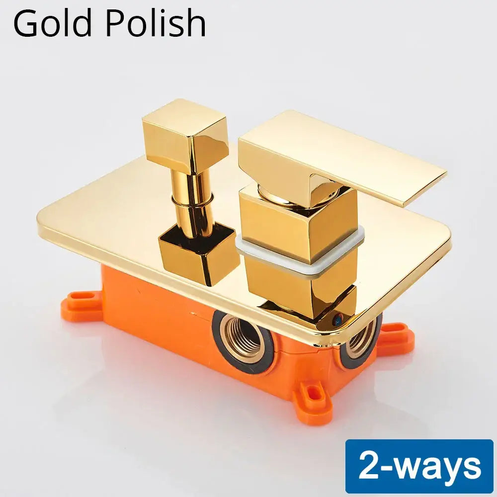 Modern black & gold shower mixing valve bathroom wall mount control