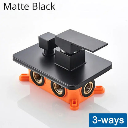 Modern black & gold shower mixing valve bathroom wall mount control