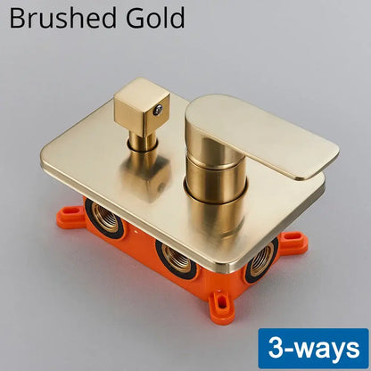 Modern black & gold shower mixing valve bathroom wall mount control