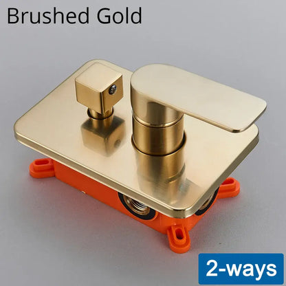 Modern black & gold shower mixing valve bathroom wall mount control