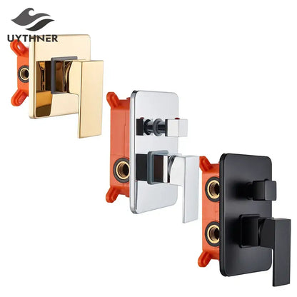 Modern black & gold shower mixing valve bathroom wall mount control