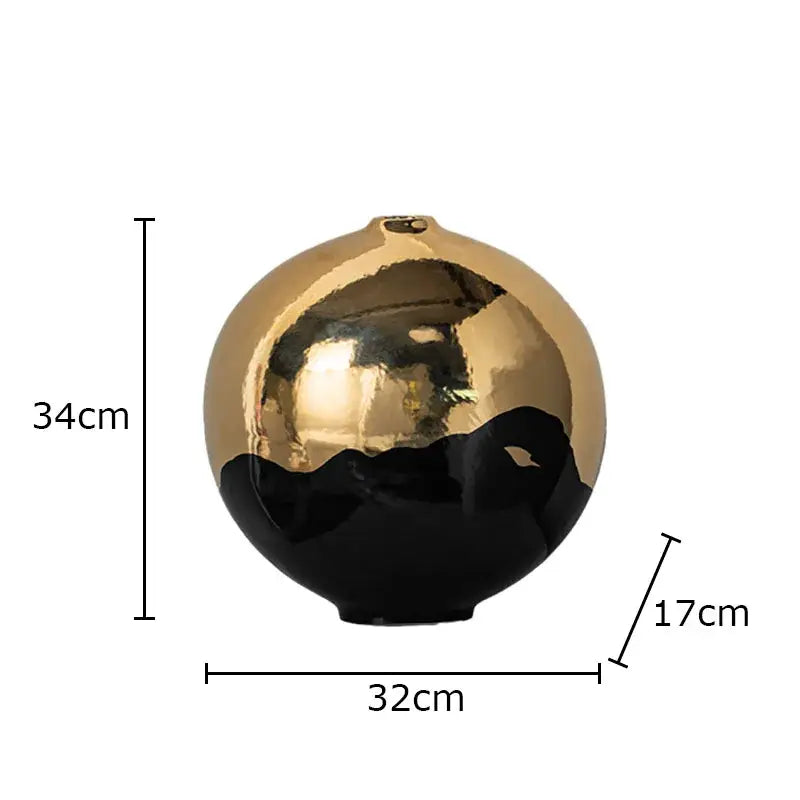 Minimalist black & golden ceramic vase desk decor for living room