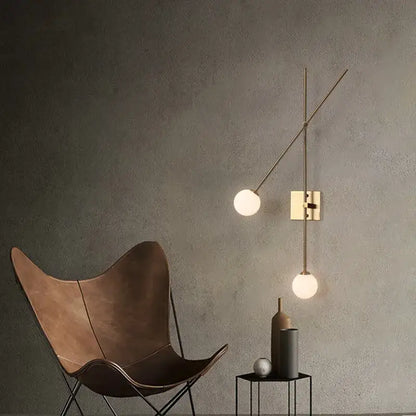 Modern black & golden led glass ball wall sconce for bedroom