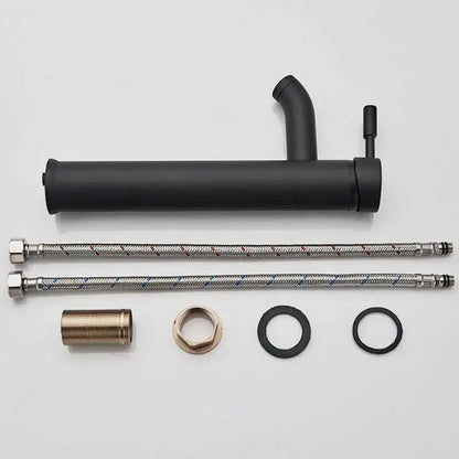 Modern matte black & golden single handle basin faucet bathroom sink