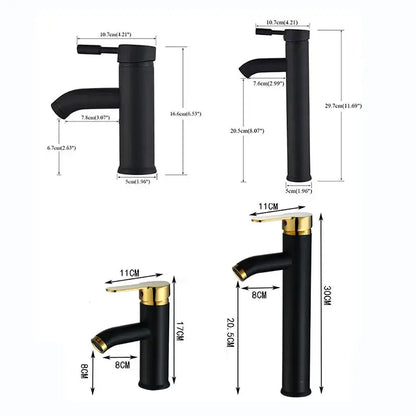 Modern matte black & golden single handle basin faucet bathroom sink