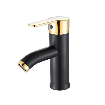 Modern matte black & golden single handle basin faucet bathroom sink