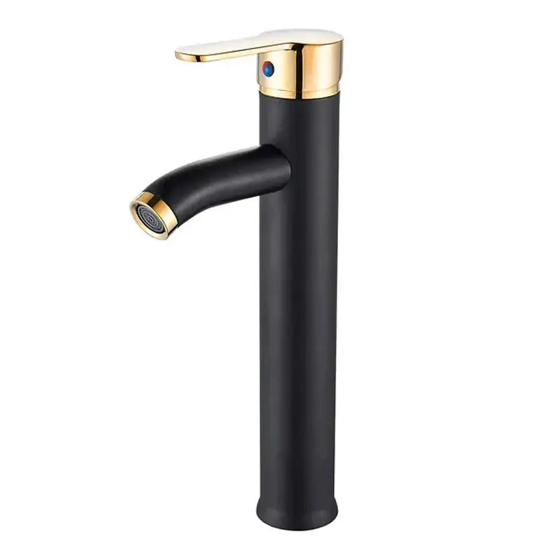 Modern matte black & golden single handle basin faucet bathroom sink