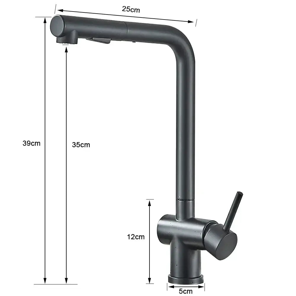 Modern matte black gourmet kitchen faucet with dual sprayer nozzle