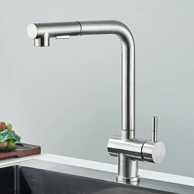 Modern matte black gourmet kitchen faucet with dual sprayer nozzle