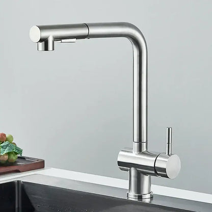 Modern matte black gourmet kitchen faucet with dual sprayer nozzle