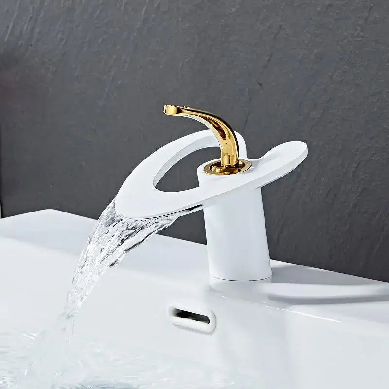 Modern matte black waterfall basin faucet bathroom hot cold mixer tap