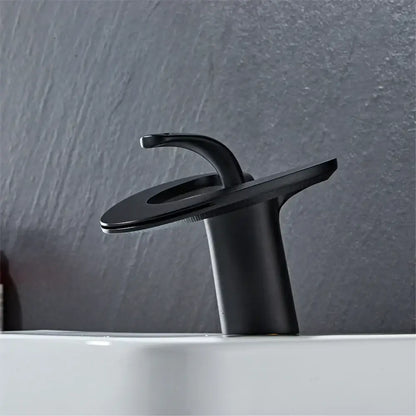 Modern matte black waterfall basin faucet bathroom hot cold mixer tap
