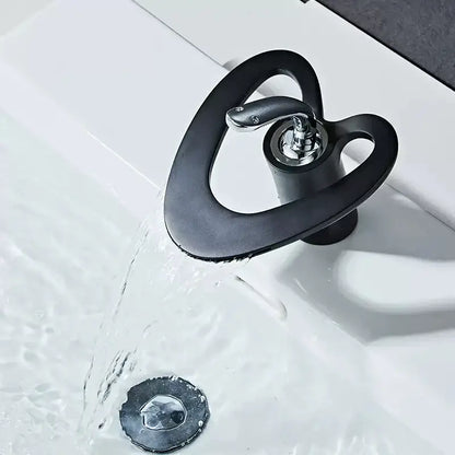 Modern matte black waterfall basin faucet bathroom hot cold mixer tap