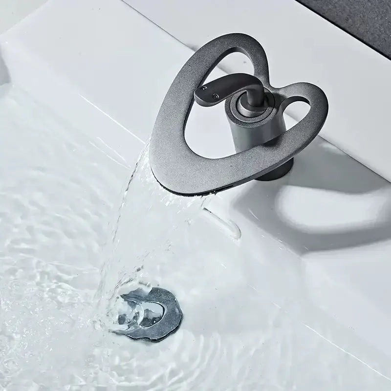 Modern matte black waterfall basin faucet bathroom hot cold mixer tap