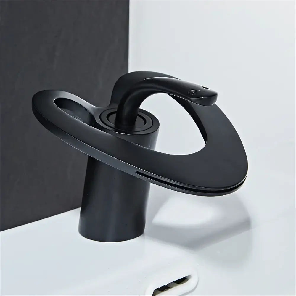 Modern matte black waterfall basin faucet bathroom hot cold mixer tap