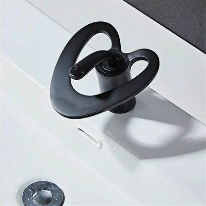 Modern matte black waterfall basin faucet bathroom hot cold mixer tap