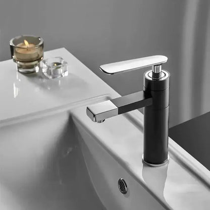 Modern matte black waterfall basin faucet bathroom hot cold mixer tap