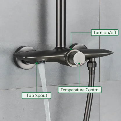 Modern bronze black gray wall mounted shower system with bathtub faucet bathroom set