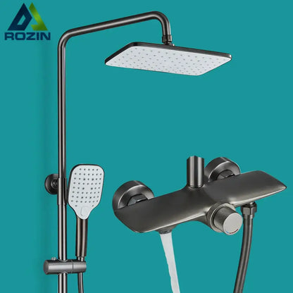 Modern bronze black gray wall mounted shower system with bathtub faucet bathroom set