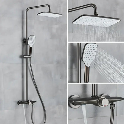 Modern bronze black gray wall mounted shower system with bathtub faucet bathroom set