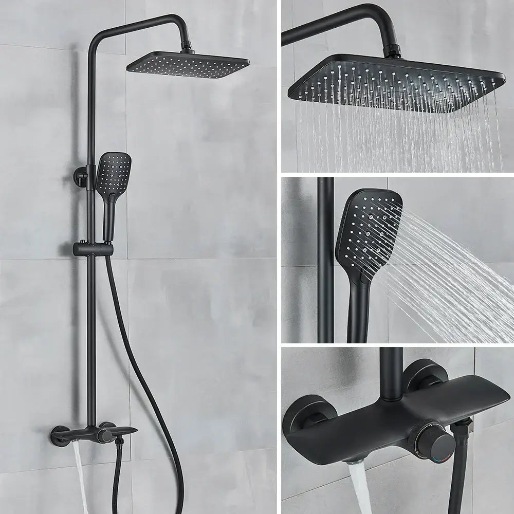Modern bronze black gray wall mounted shower system with bathtub faucet bathroom set