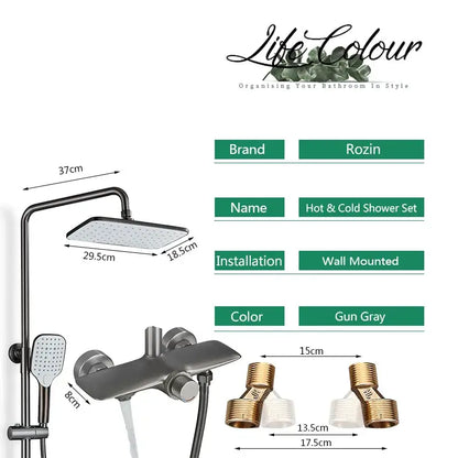 Modern bronze black gray wall mounted shower system with bathtub faucet bathroom set