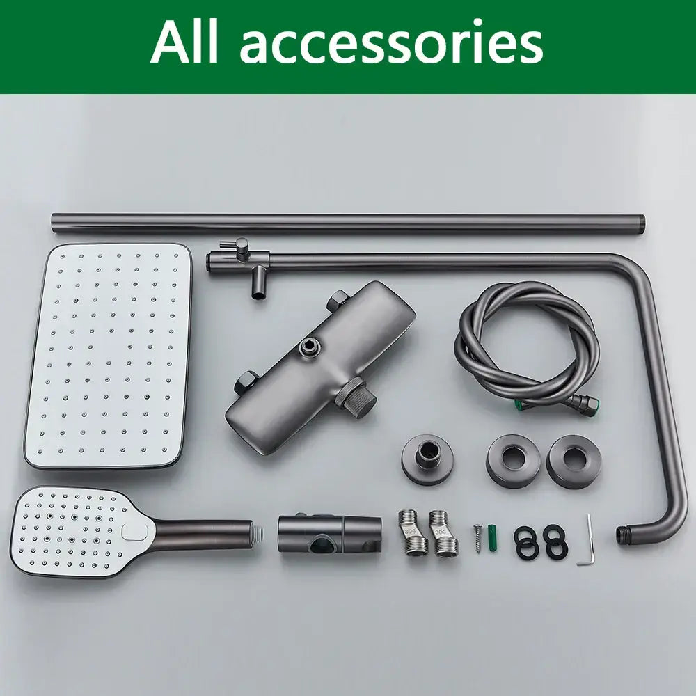 Modern bronze black gray wall mounted shower system with bathtub faucet bathroom set