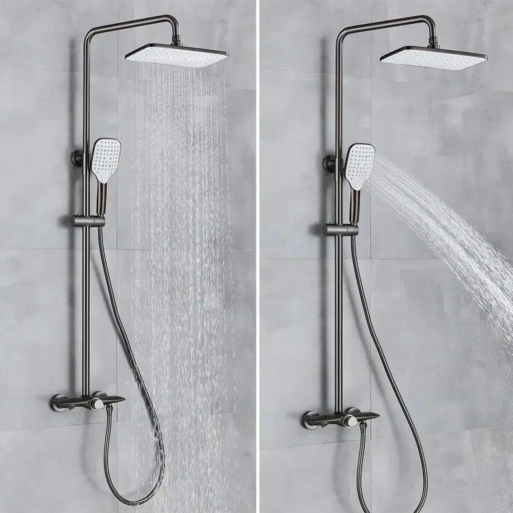 Modern bronze black gray wall mounted shower system with bathtub faucet bathroom set