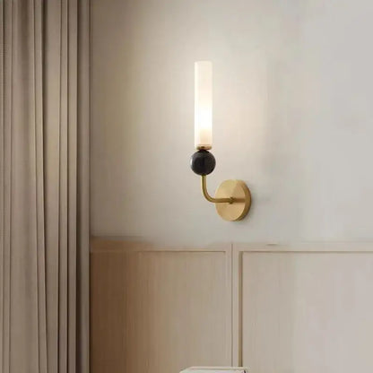 Modern gold and black wall lamp with acrylic lampshade bedroom sconce