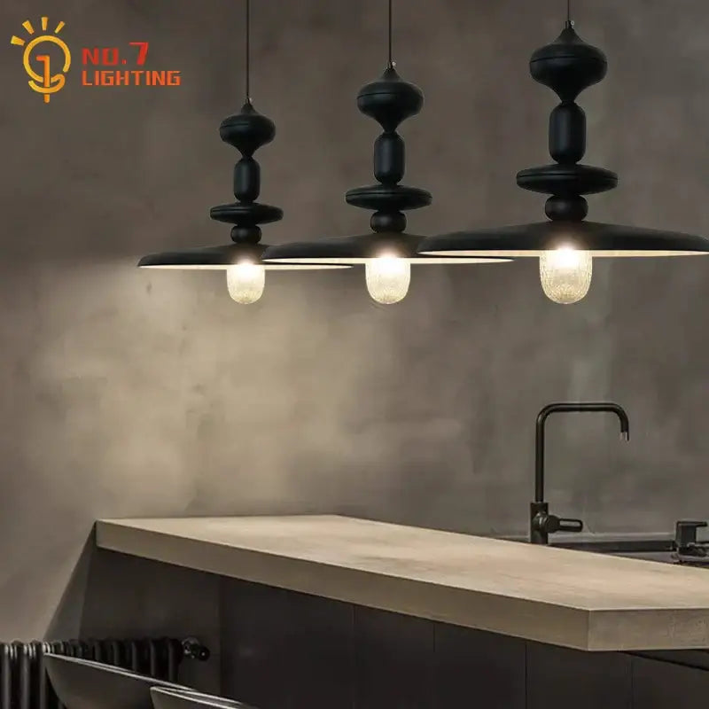 Minimalist black gyroscope pendant lights dining room crystal art