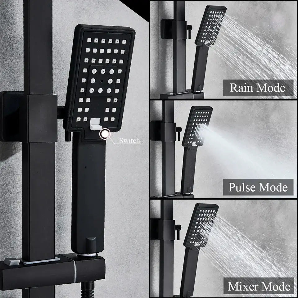 Matte black hand-held shower head bathroom water saving rainfall