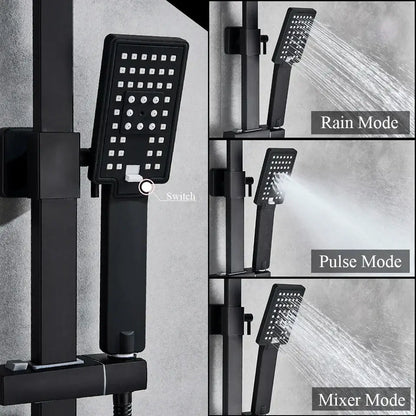 Matte black hand-held shower head bathroom water saving rainfall