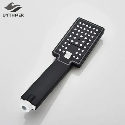 Matte black hand-held shower head bathroom water saving rainfall