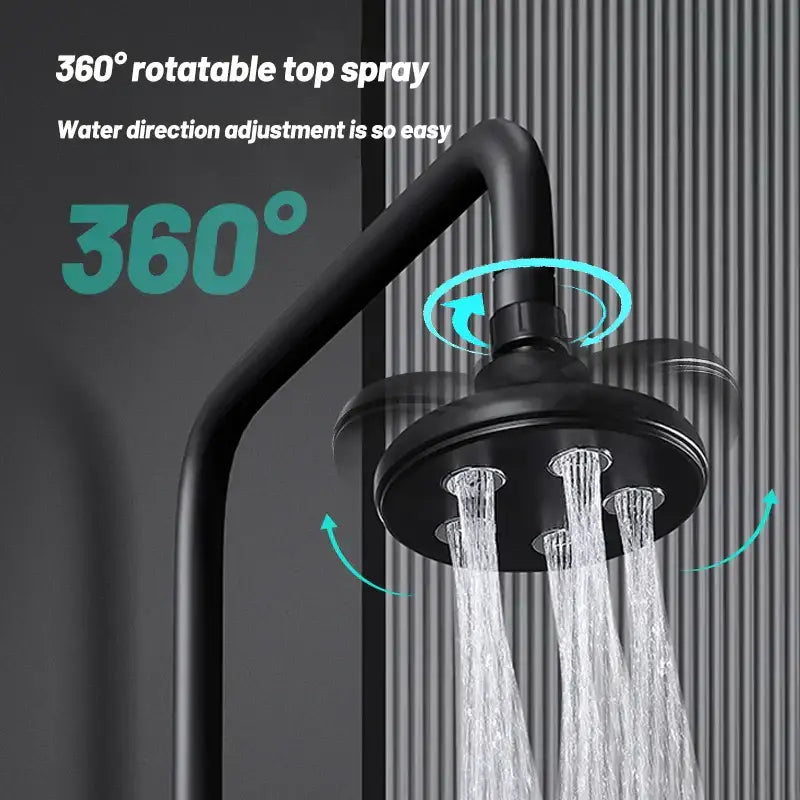 Matte black high pressure shower head bathroom rotatable rainshower