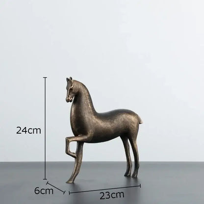 Modern minimalist black & bronze horse sculpture living room decor