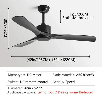 Modern black industrial ceiling fan with wood blades living room