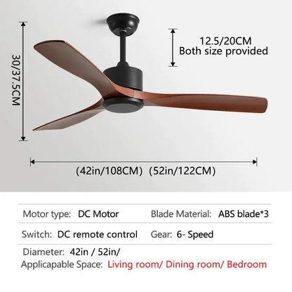 Modern black industrial ceiling fan with wood blades living room