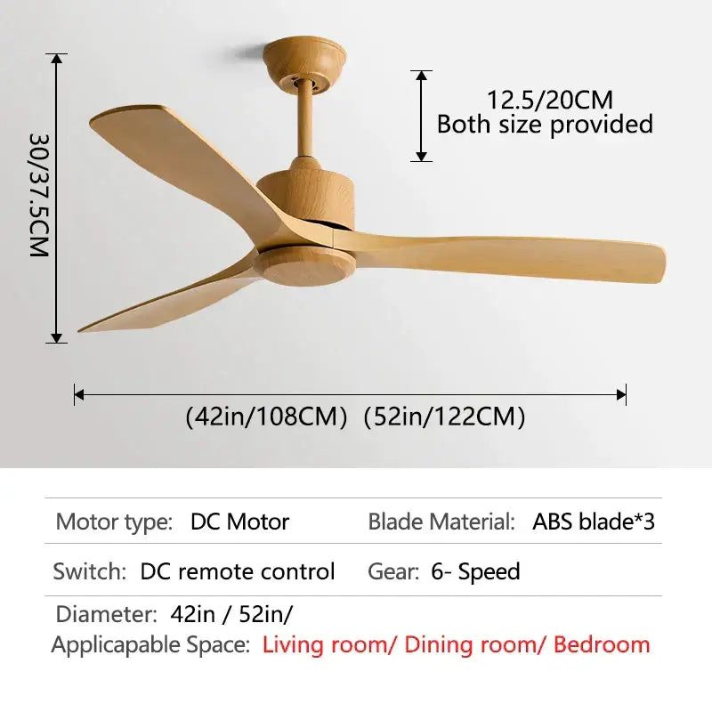 Modern black industrial ceiling fan with wood blades living room