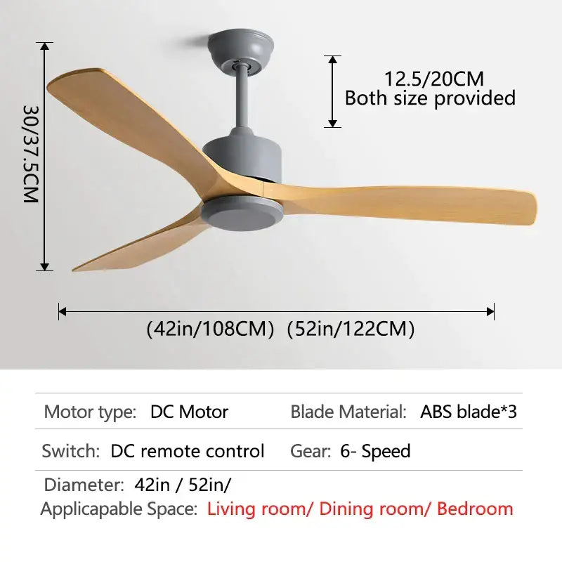 Modern black industrial ceiling fan with wood blades living room