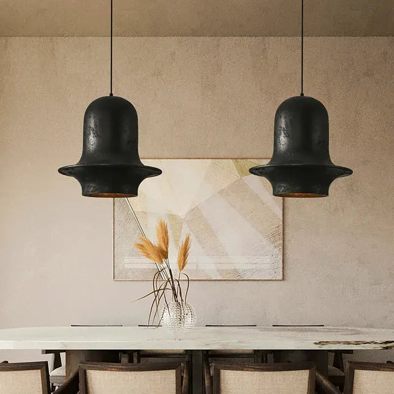 Rustic matte black industrial chandelier dining room pendant lights
