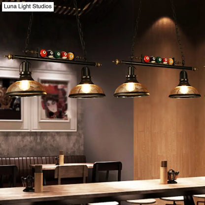 Industrial black 3-light suspension linear island billiard light