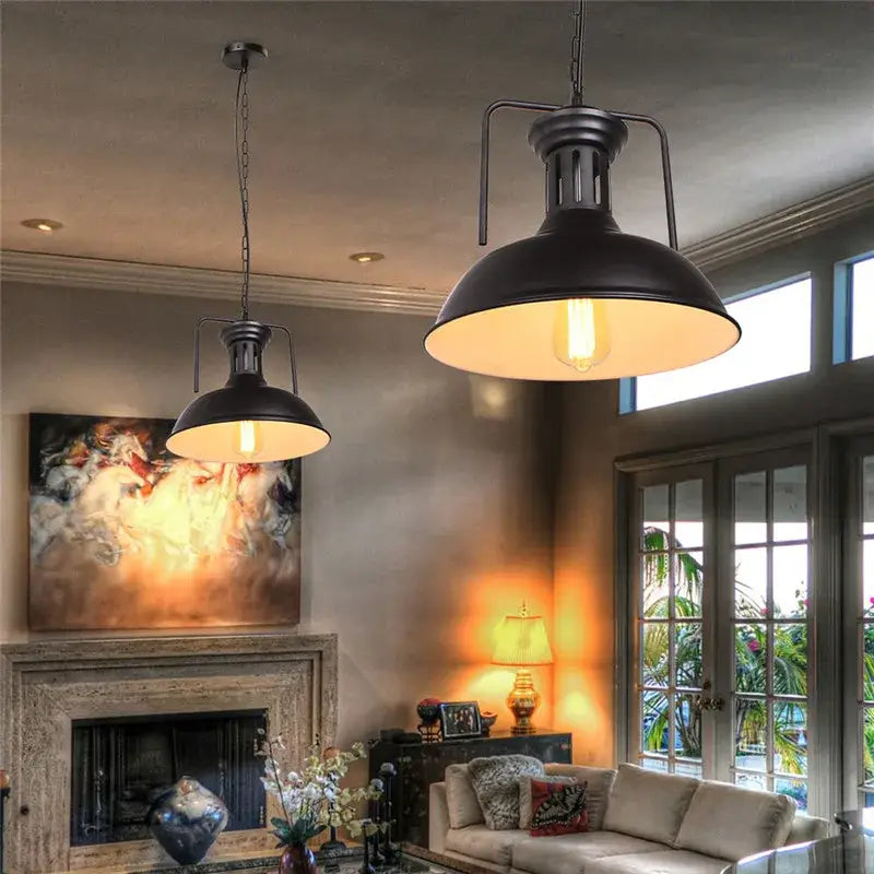Industrial black pendant light kitchen island dome and cage designs