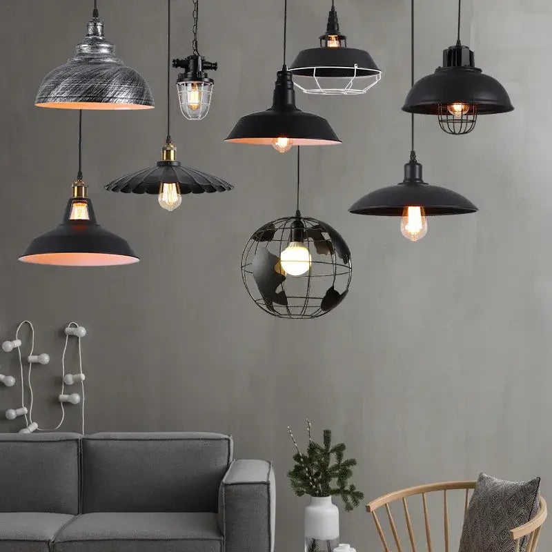 Industrial black pendant light kitchen island dome and cage designs
