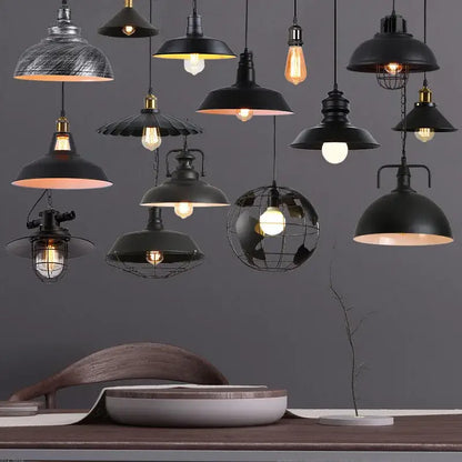 Industrial black pendant light kitchen island dome and cage designs