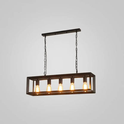 Industrial black rectangular island pendant kitchen light with edison bulbs