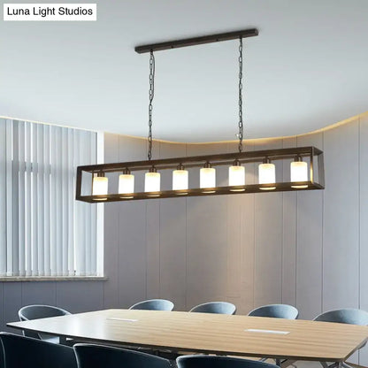 Industrial black rectangular island pendant kitchen light with edison bulbs
