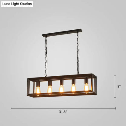 Industrial black rectangular island pendant kitchen light with edison bulbs